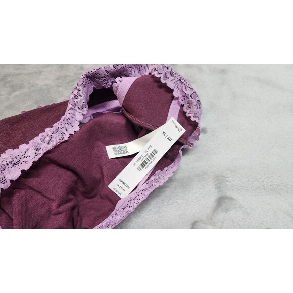 Victoria's Secret Burgundy XL Cotton Lace Trim Front Close Triangle Bralette NWT - Picture 7 of 7